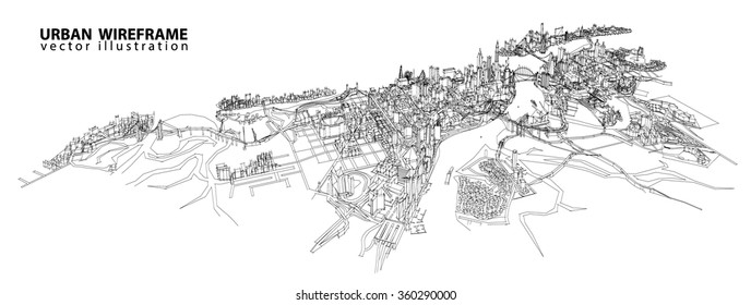 Cityscape Vector Sketch. Architecture - Illustration