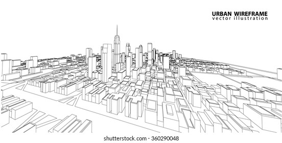 Esbozo vector Cityscape. Arquitectura - Ilustración
