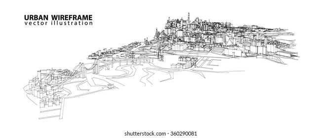 Cityscape Vector Sketch. Architecture - Illustration