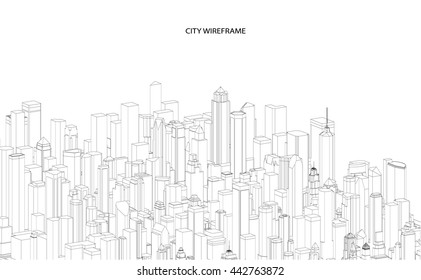 Stadtbild Vektorillustration Sketch. Architektur - Illustration