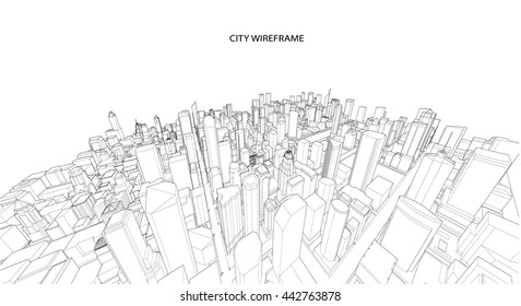 Cityscape Vector Sketch. Architecture - Illustration