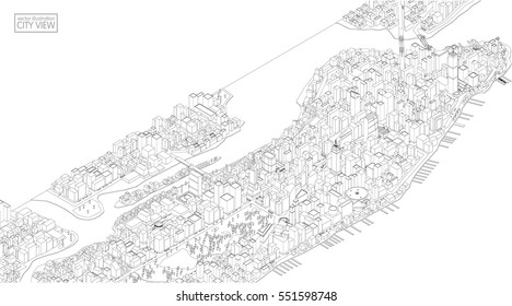 Cityscape Vector Sketch. Architecture - Illustration
