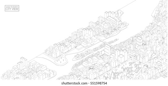 Cityscape Vector Sketch. Architecture - Illustration
