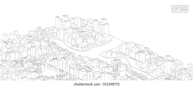 Cityscape Vector Sketch. Architecture - Illustration