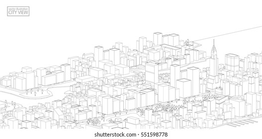 Cityscape Vector Sketch. Architecture - Illustration