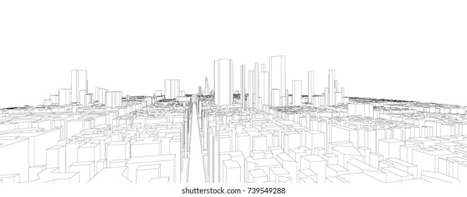 Cityscape Vector Sketch. Architecture - Illustration