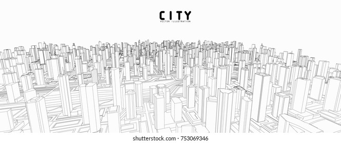 Cityscape Vector Sketch. Architecture - Illustration