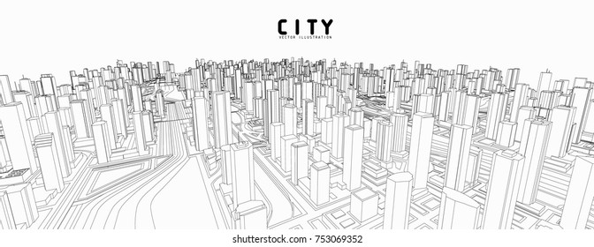 Cityscape Vector Sketch. Architecture - Illustration