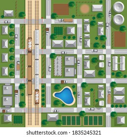 Cityscape. View from above. Vector illustration.