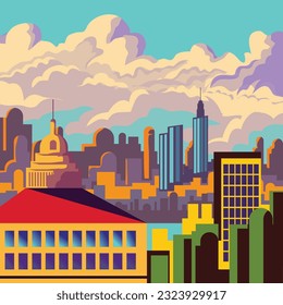 cityscape view flat illustration vector