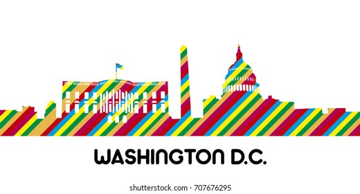 Cityscape of Washington D.C. on a white background, Vector illustration