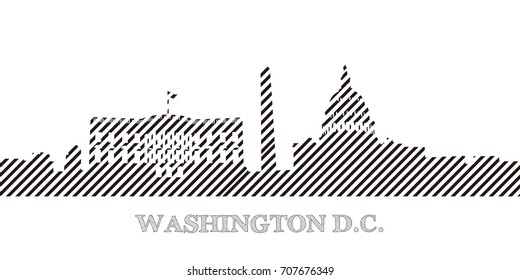 Cityscape of Washington D.C. on a white background, Vector illustration