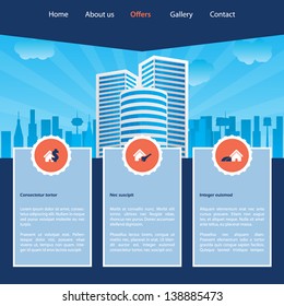 Cityscape website template design with various options