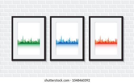 cityscapes on a brick wall