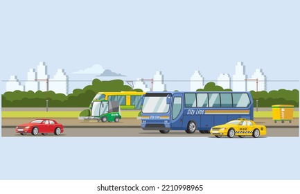 Stadtlandschaften Straßenverkehr Vektordesign