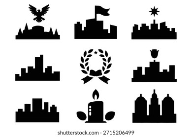 Paisajes urbanos con Elementos simbólicos silueta águila