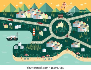 cityscape/town/township/village/city vector/illustration