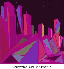 cityspace abstract full color modernization more to the color pink