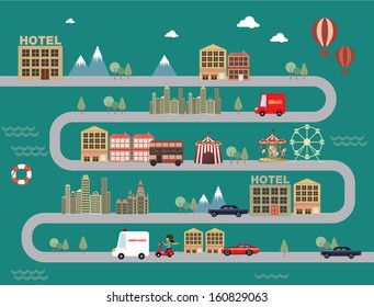 city/town cityscape vector/illustration