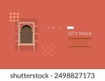 Citywalk - Traditional Rajasthani Window with Jaali - Stock Illustration as EPS 10 File