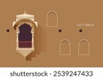 Citywalk - Traditional Rajasthani Window - Stock Illustration as EPS 10 File