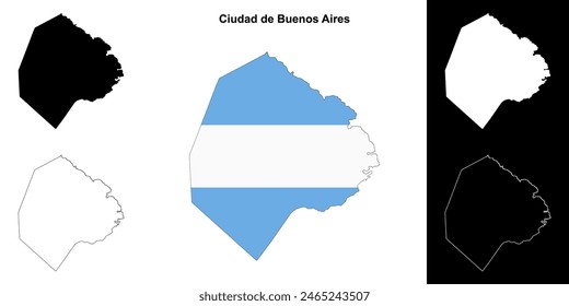 Ciudad de Buenos Aires province outline map set