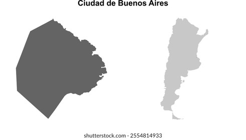 Ciudad de Buenos Aires province blank outline map set