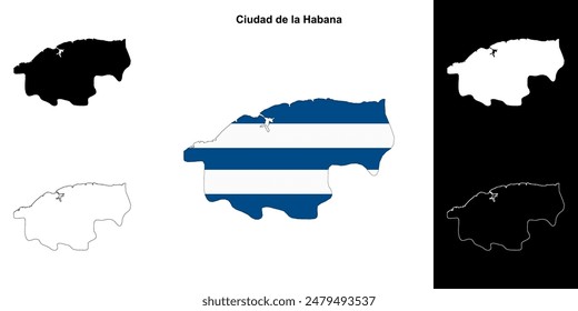 Ciudad de la Habana province outline map set