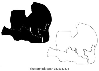 Ciudad de la Paz City (Republic of Equatorial Guinea, Djibloho Province) map vector illustration, scribble sketch City of Oyala map