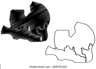 Ciudad de la Paz City (Republic of Equatorial Guinea, Djibloho Province) map vector illustration, scribble sketch City of Oyala map