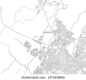 Ciudad de Villa de Álvarez, Colima, Mexico, bright outlined vector map with bigger and minor roads and steets created for infographic backgrounds.