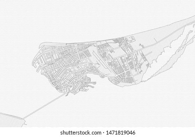 Ciudad del Carmen, Campeche, Mexico, bright outlined vector map with bigger and minor roads and steets created for infographic backgrounds.