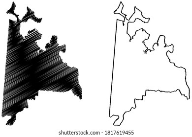 Ciudad del Este City (Republic of Paraguay, Alto Parana Department) map vector illustration, scribble sketch City of Ciudad del Este map