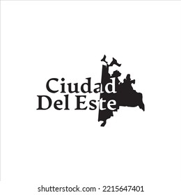 Ciudad Del Este map and black lettering design on white background