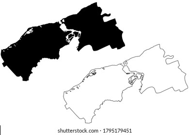 Ciudad Guayana City (Bolivarian Republic of Venezuela, Bolivar State) map vector illustration, scribble sketch City of San Felix and Puerto Ordaz map