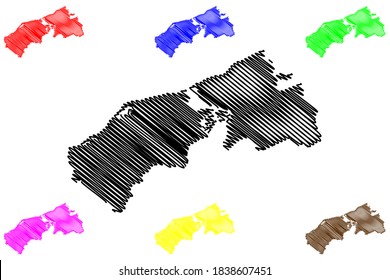 Ciudad Guayana City (Bolivarian Republic of Venezuela, Bolivar State) map vector illustration, scribble sketch City of San Felix and Puerto Ordaz map