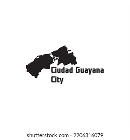 Ciudad Guayana City map and black lettering design on white background