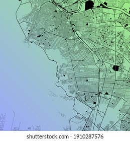 Ciudad Juarez, Chihuahua, Mexico (MEX) - Urban vector city map with parks, rail and roads, highways, minimalist town plan design poster, city center, downtown, transit network, gradient blueprint