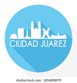 Ciudad Juarez Mexico Flat Icon Skyline Silhouette Design City Vector Art Round.