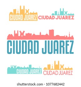 Ciudad Juarez Mexico Flat Icon Skyline Vector Silhouette Design Set Logos.