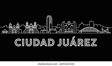 Ciudad Juarez skyline with Mexico city, and outline.