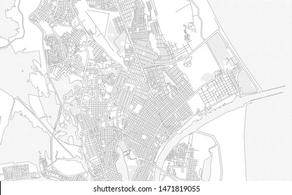 Ciudad Madero, Tamaulipas, Mexico, bright outlined vector map with bigger and minor roads and steets created for infographic backgrounds.