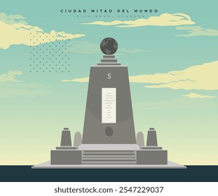 The Ciudad Mitad del Mundo (Middle of the World City) - Equador - ilustração de stock como arquivo EPS 10