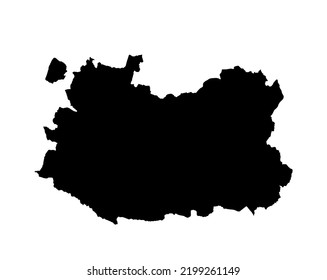 Ciudad Real map vector silhouette illustration isolated on white background. High detailed illustration. Spain province, part of autonomous community Castilla La Mancha. Country in Europe, EU member.