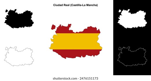 Ciudad Real province outline map set