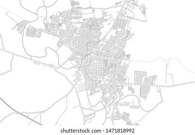 Ciudad Valles, San Luis Potosí, Mexico, bright outlined vector map with bigger and minor roads and steets created for infographic backgrounds.