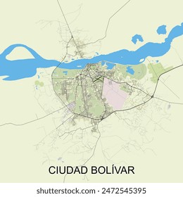 Ciudad Bolívar, Venezuela map poster art