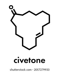 Civetone civet cat pheromone molecule. Used in perfume. Skeletal formula.