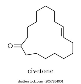 Civetone civet cat pheromone molecule. Used in perfume. Skeletal formula.