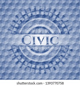 Civic blue emblem or badge with abstract geometric pattern background. Vector Illustration. Detailed.